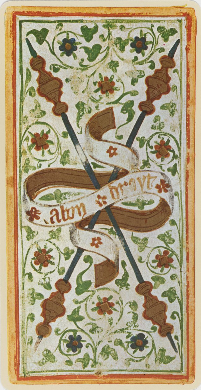 Il Due di Bastoni, facsimile di una carta dei tarocchi dal mazzo 