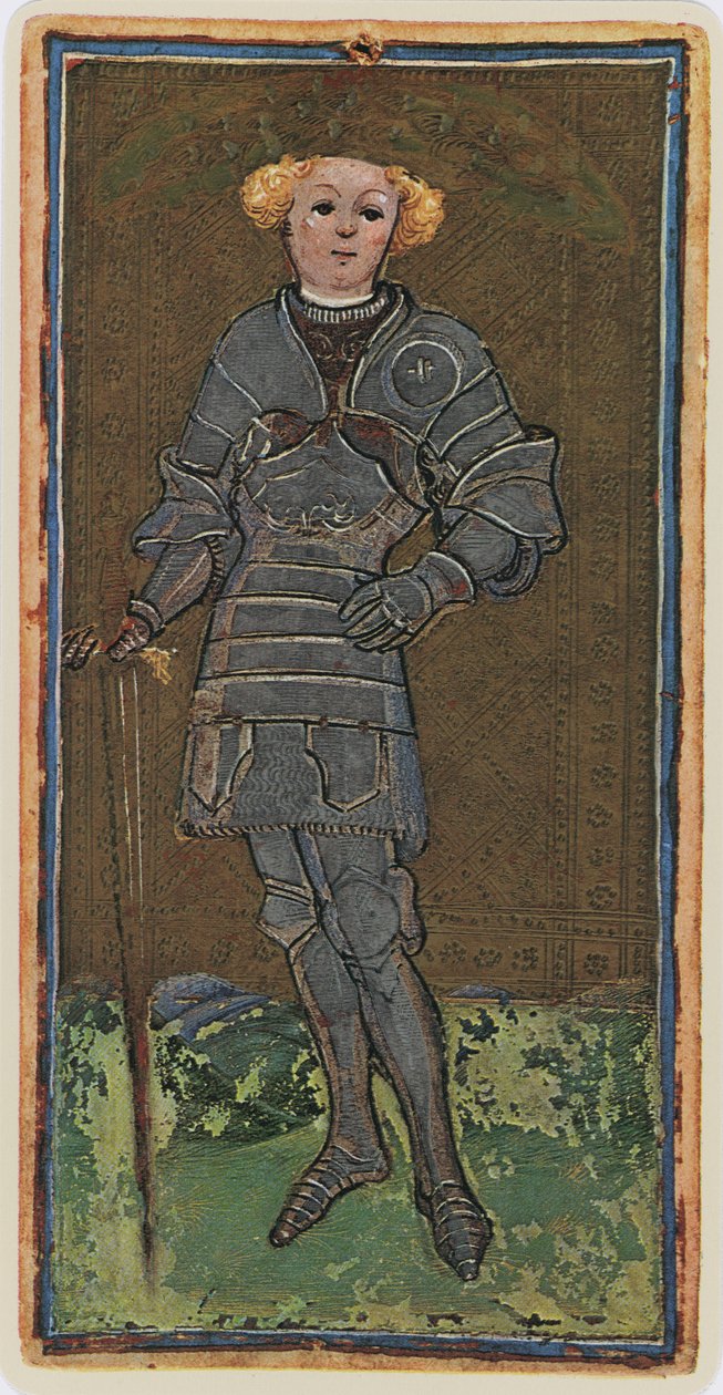 Il fante di spade, facsimile di una carta dei tarocchi dal mazzo 