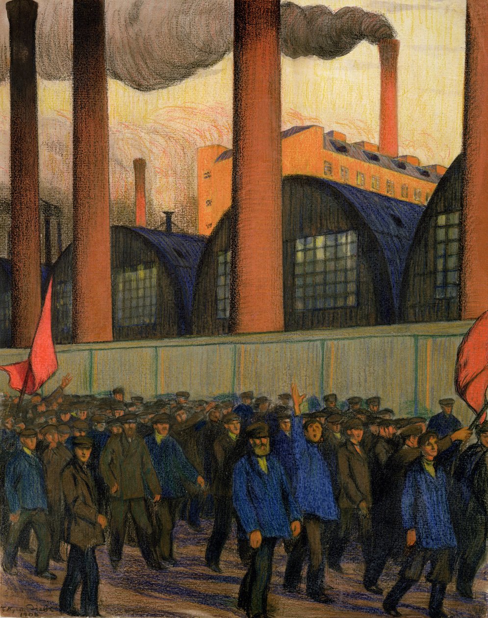 Sciopero da Boris Mikhailovich Kustodiev