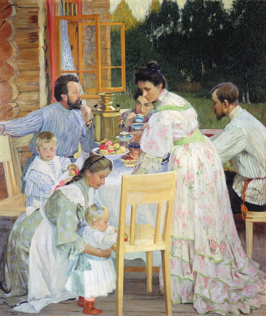 Sulla terrazza, 1906 da Boris Mikhailovich Kustodiev