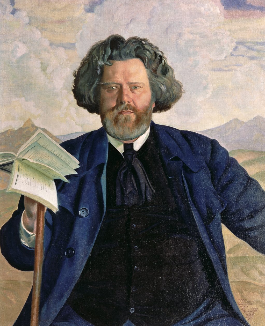 Ritratto di Maximilian Voloshin (1877-1932) 1924 da Boris Mikhailovich Kustodiev
