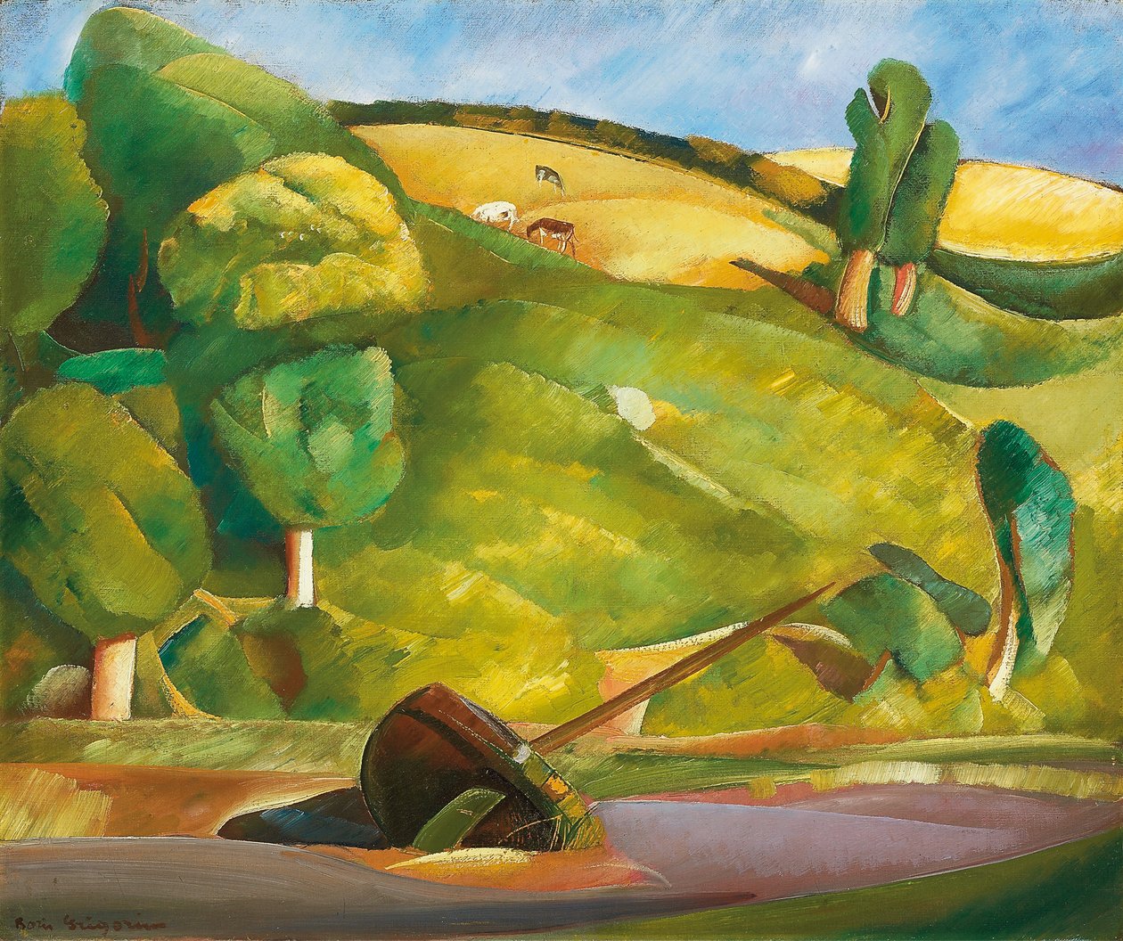 Barca a Vela in un Paesaggio Cubista, primi anni 1920 da Boris Dmitrievich Grigoriev