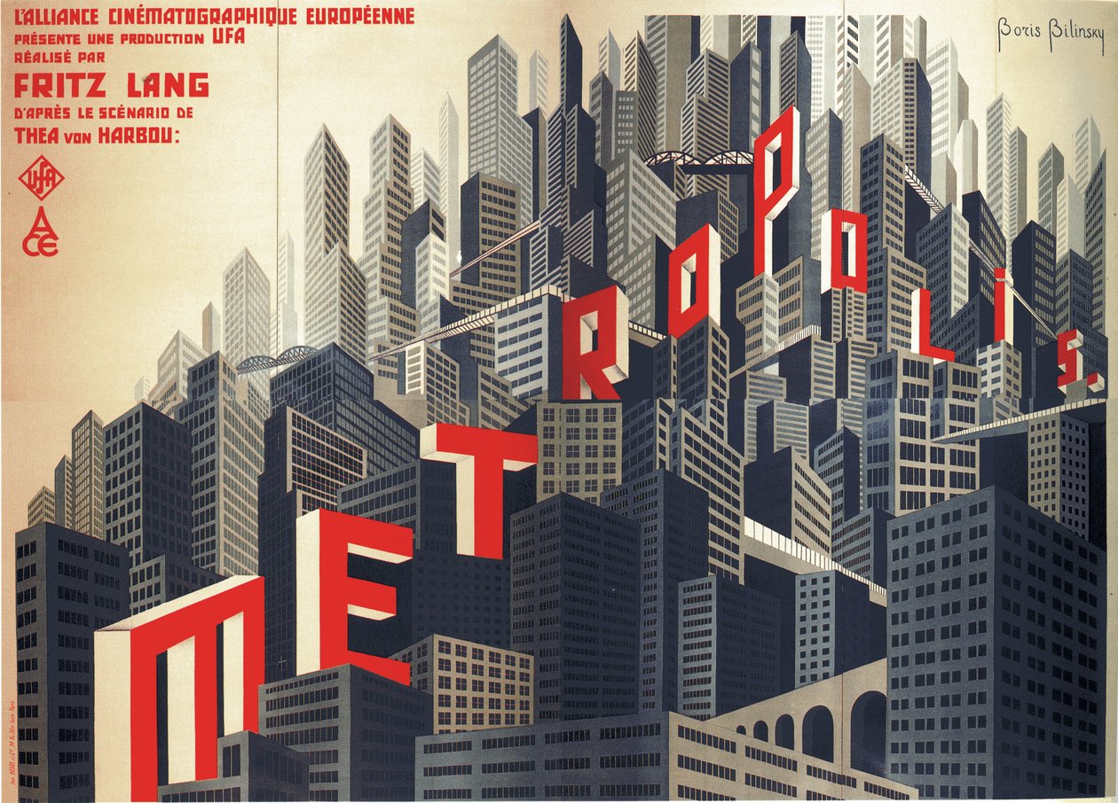 Poster del film Metropolis di Fritz Lang, 1926 da Boris Konstantinovich Bilinsky