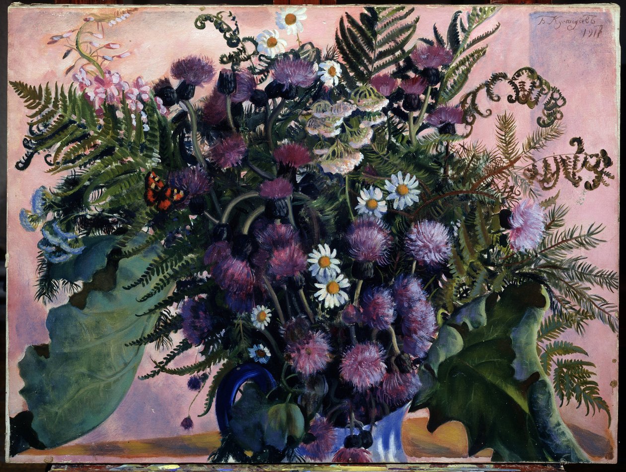 Bouquet di fiori finlandesi da Boris Mikhailovich Kustodiev