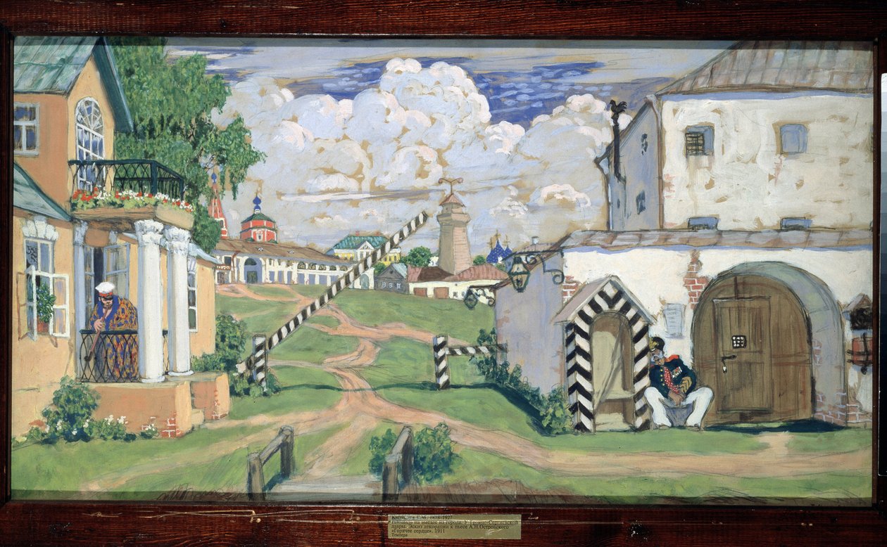 Progetto di scenografia per la commedia Il cuore ardente di Aleksandr Ostrovskij da Boris Mikhailovich Kustodiev