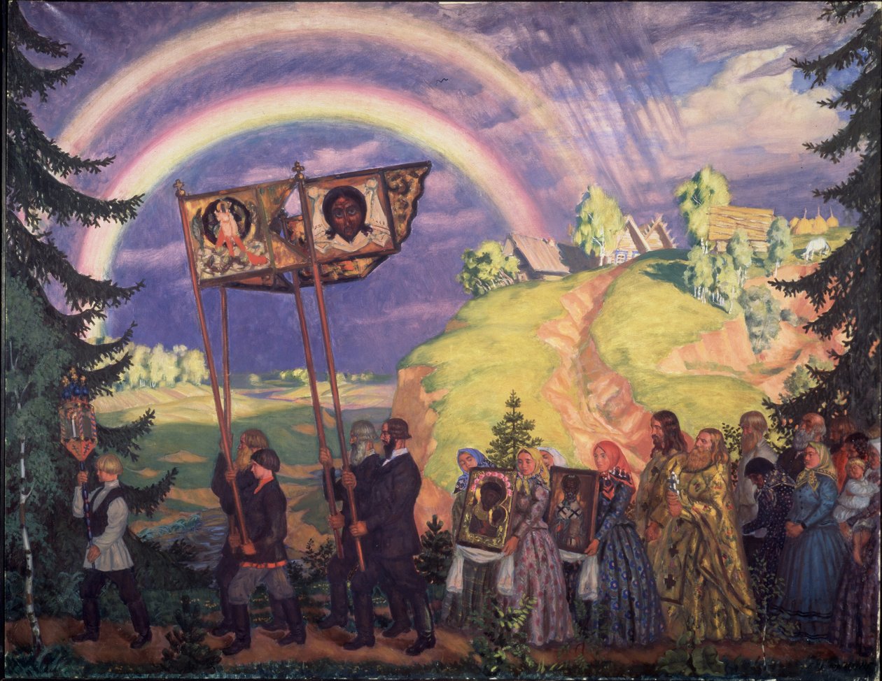 Processione di Pasqua, 1915 da Boris Mikhailovich Kustodiev