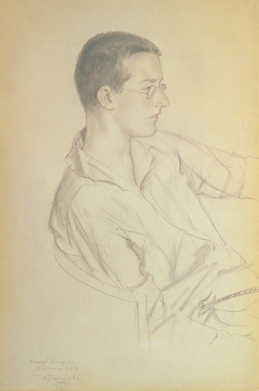 Ritratto di Dmitri Dmitrievich Shostakovich, 1923 da Boris Mikhailovich Kustodiev