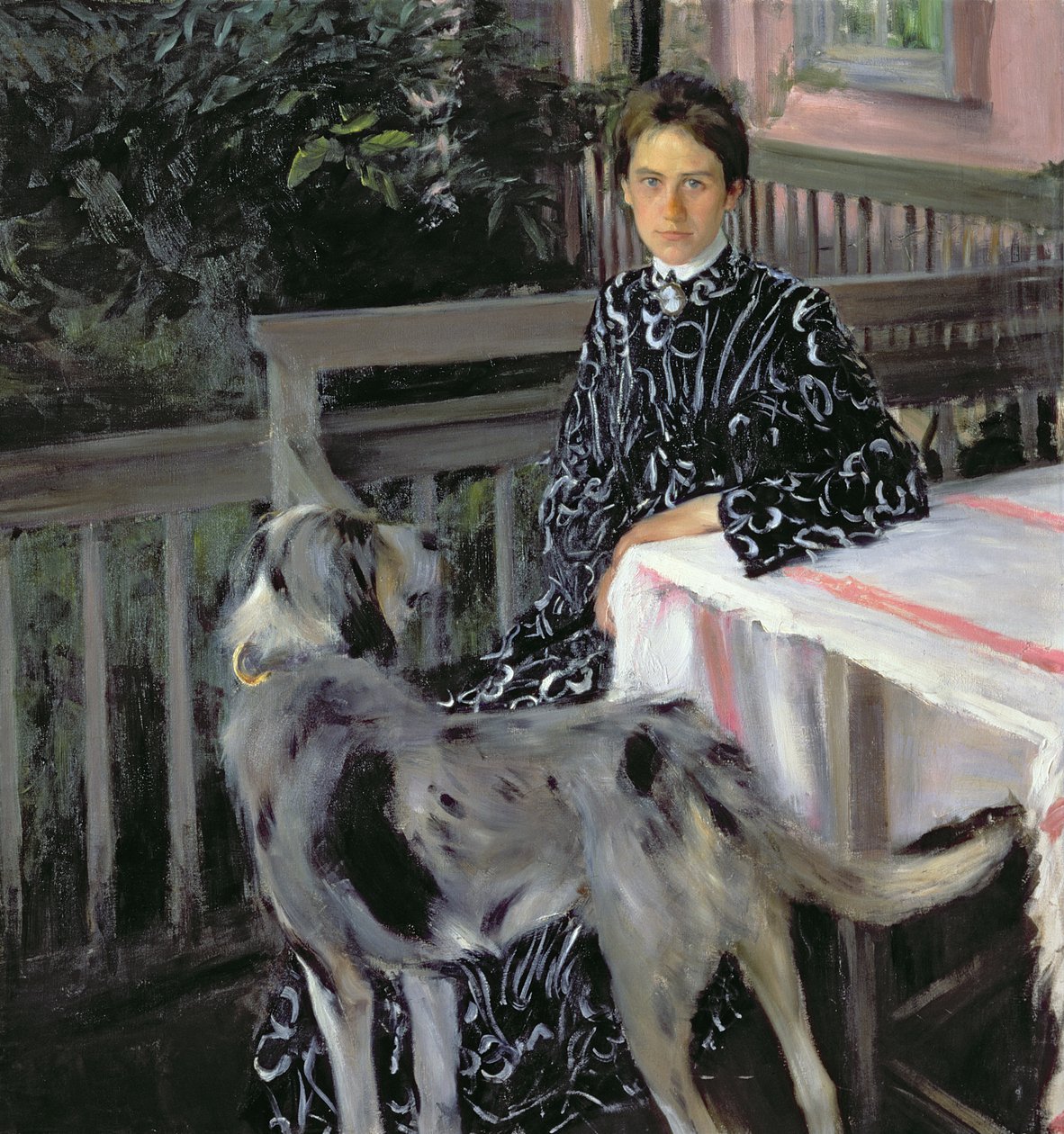 Ritratto di Yulia Yevstafievna Kustodieva (1880-1942) la moglie dell