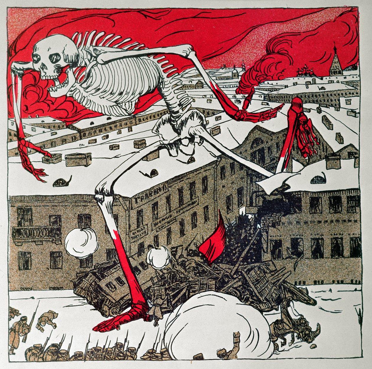 Manifesto emesso dai rivoluzionari a San Pietroburgo da Boris Mikhailovich Kustodiev