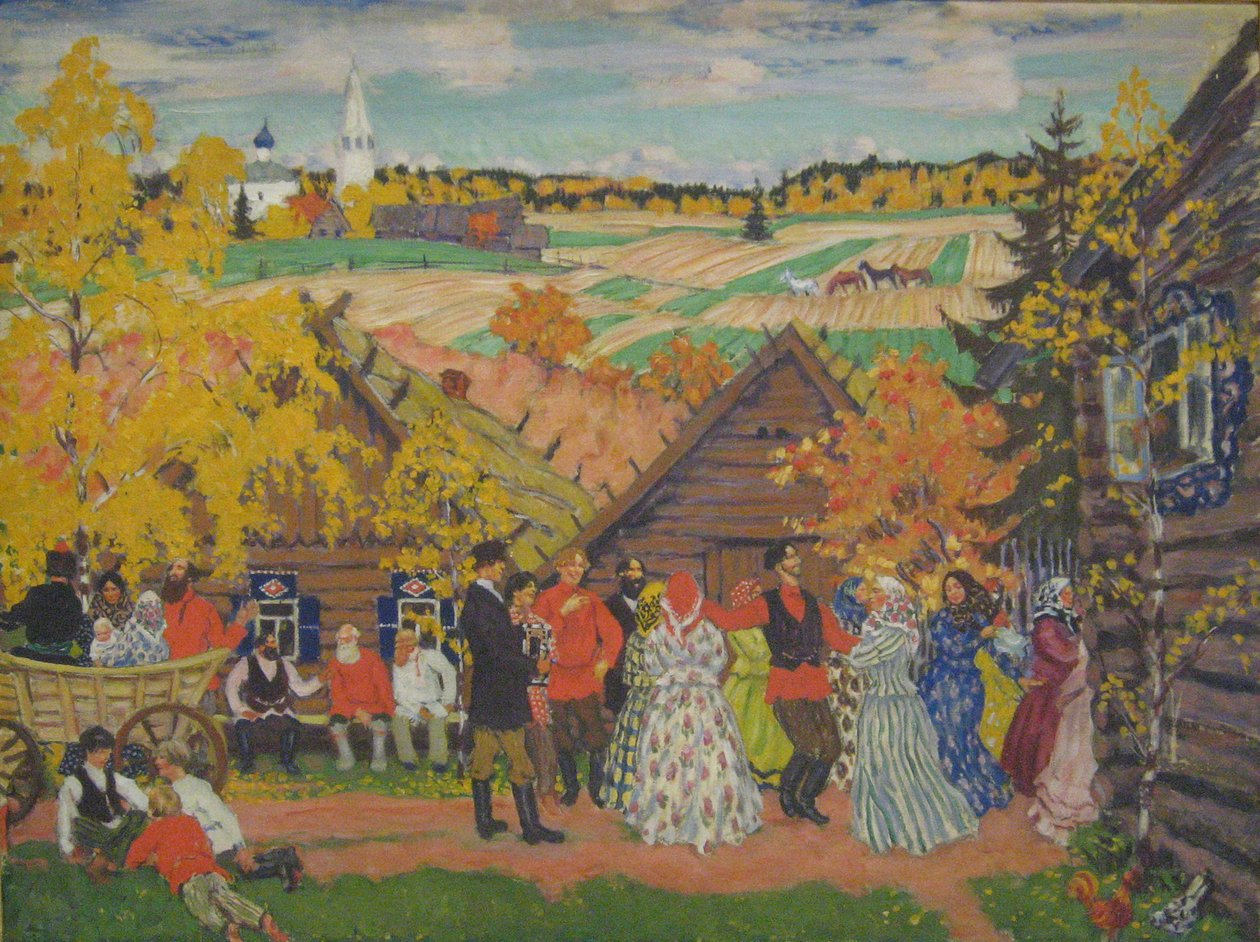 Festa del villaggio, 1924 da Boris Mikhailovich Kustodiev