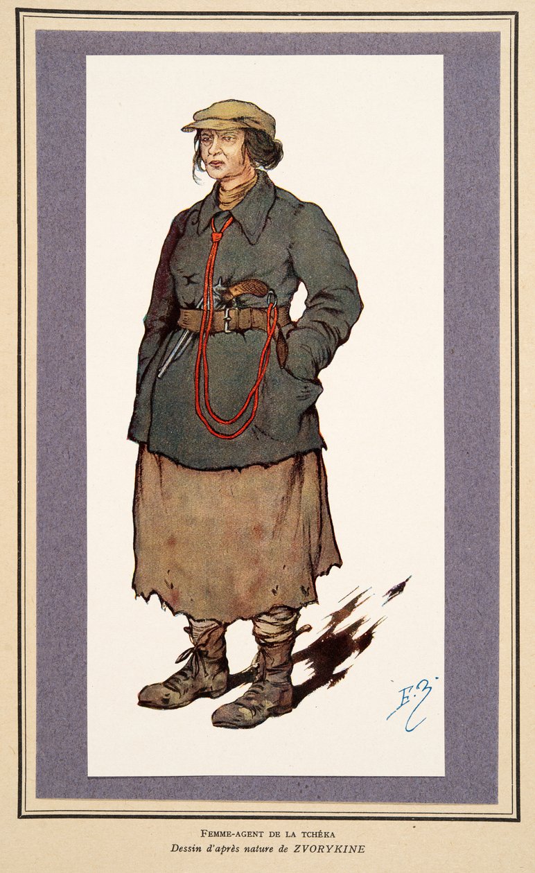 Agente segreto femminile da Histoire des Soviets, pub. 1922 da Boris Vasilievich Zvorykin