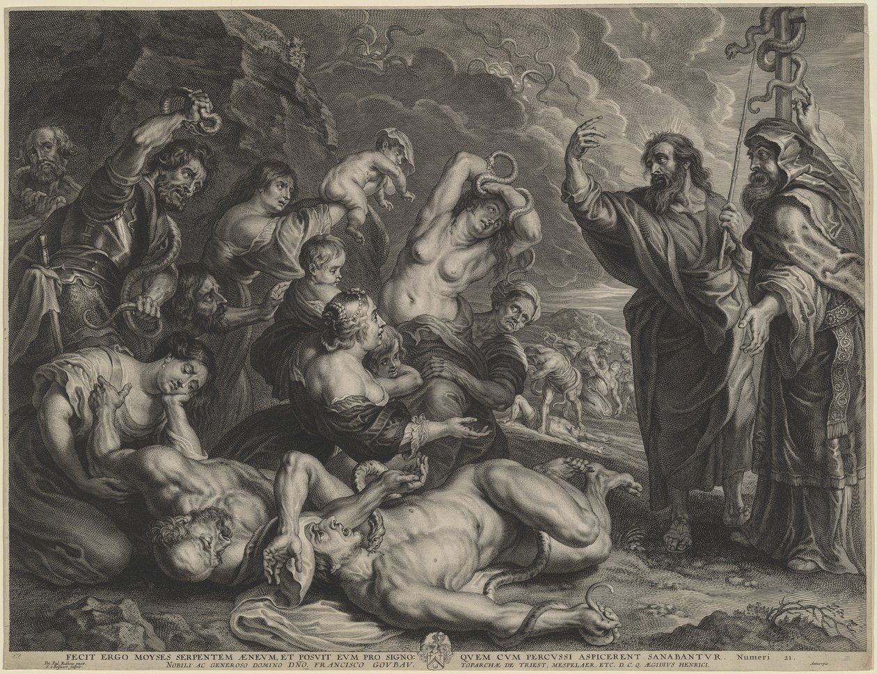 Mosè e il serpente di bronzo da Boëtius Adams Bolswert, after Sir Peter Paul Rubens