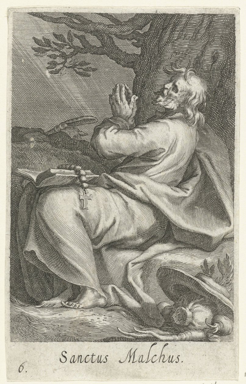 San Malco di Chalcis come eremita da Boëtius Adamsz. Bolswert