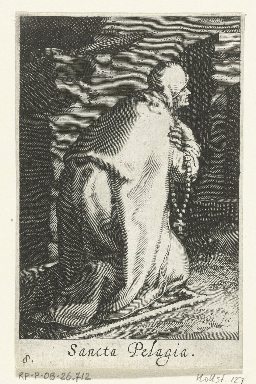 Santa Pelagia di Antiochia come eremita da Boëtius Adamsz. Bolswert