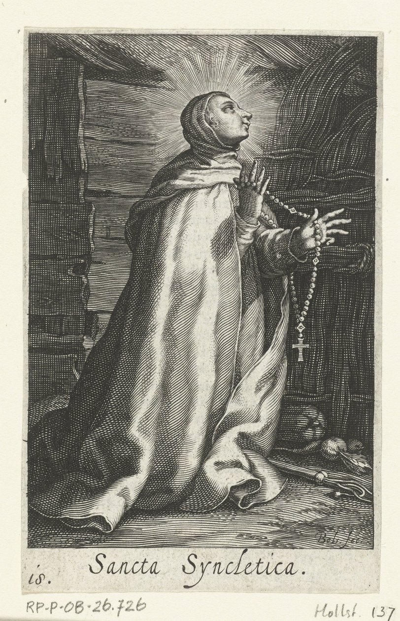 Santa Syncletica di Alessandria come eremita da Boëtius Adamsz. Bolswert