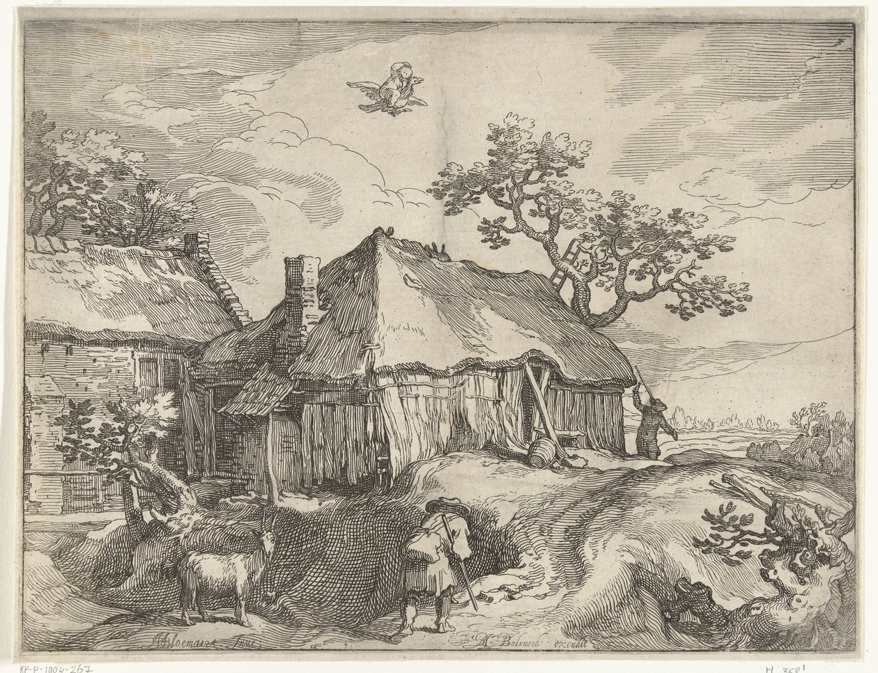 Paesaggio con fattoria e rapimento di Ganimede da Boëtius Adamsz. Bolswert