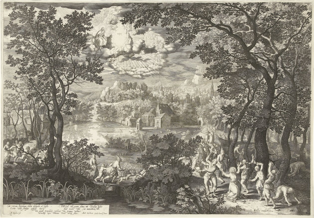 Paesaggio con martirio di Santo Stefano da Boëtius Adamsz. Bolswert