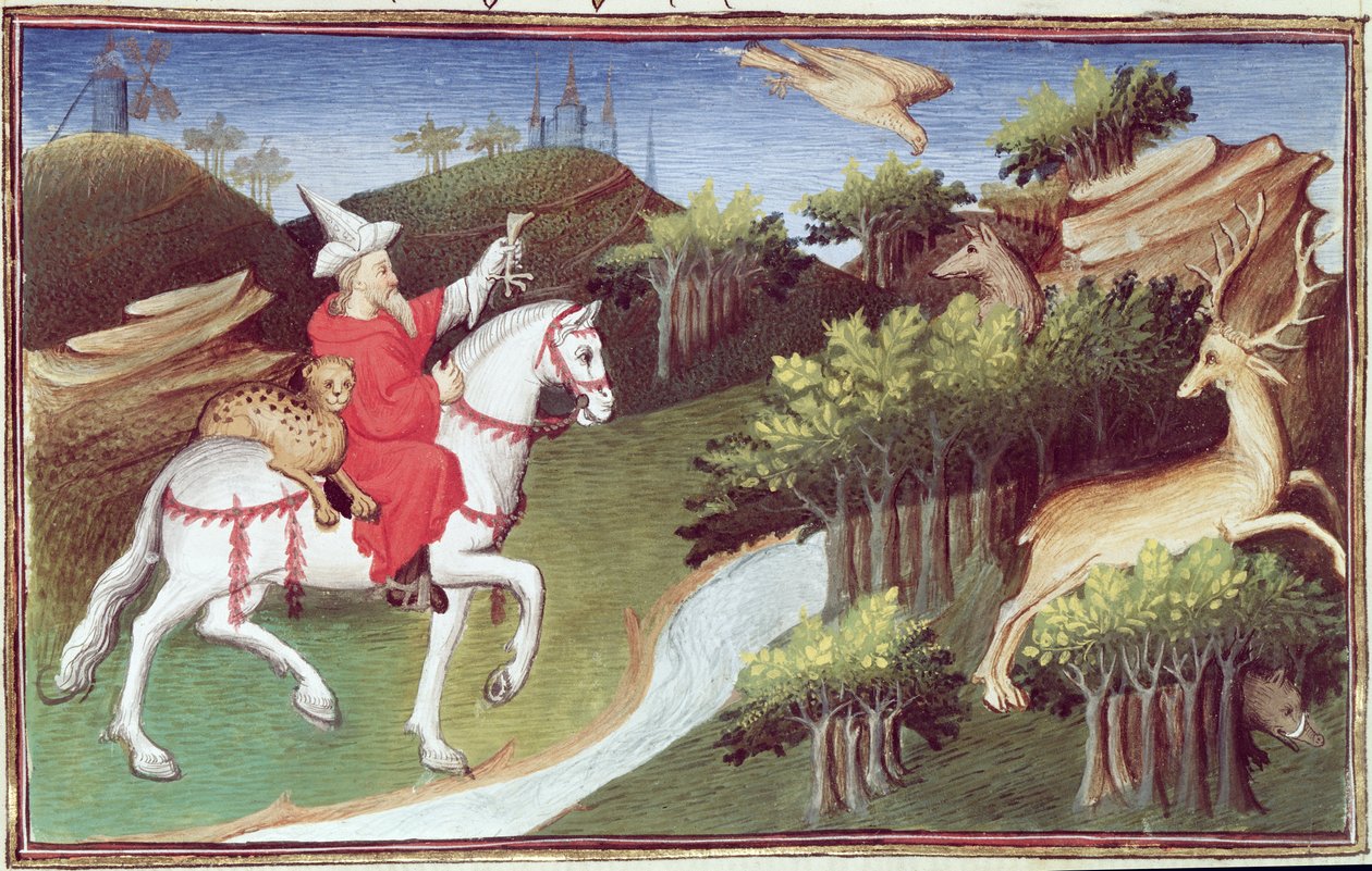 Ms Fr 2810 f.31v, Il Gran Khan libera la sua aquila contro una cerva, dal 