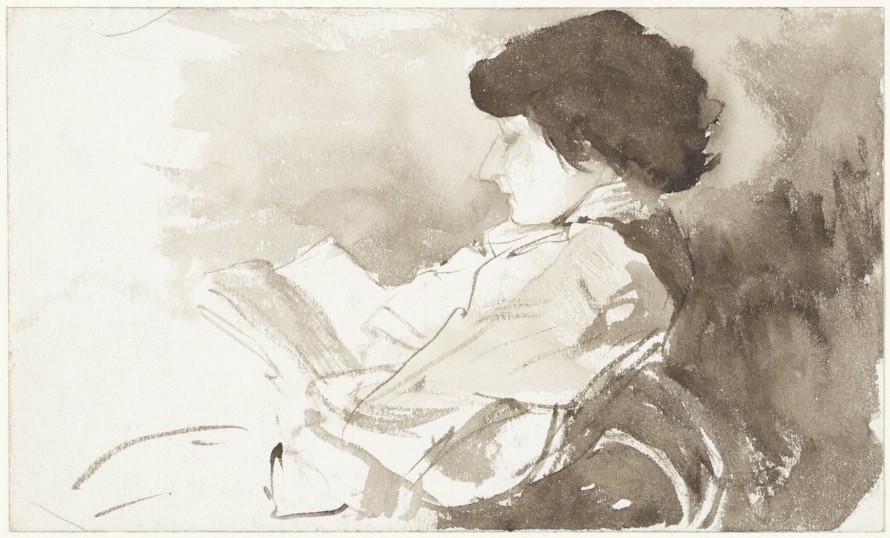 Donna che legge, di profilo da Bramine Hubrecht