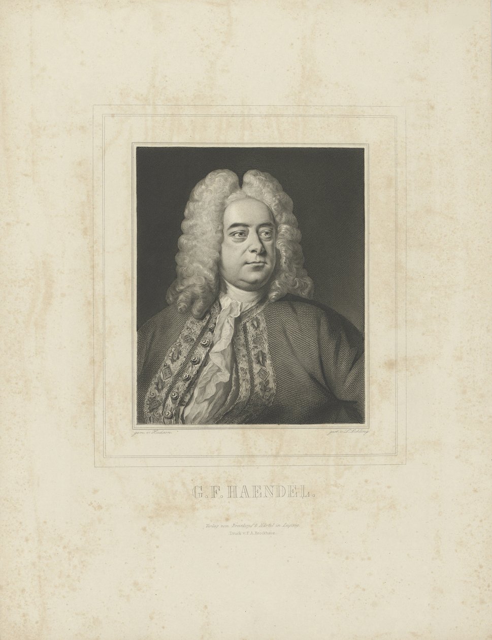 Ritratto del compositore Georg Friedrich Haendel 1685-1759, c. 1840 da Breitkopf and Härtel
