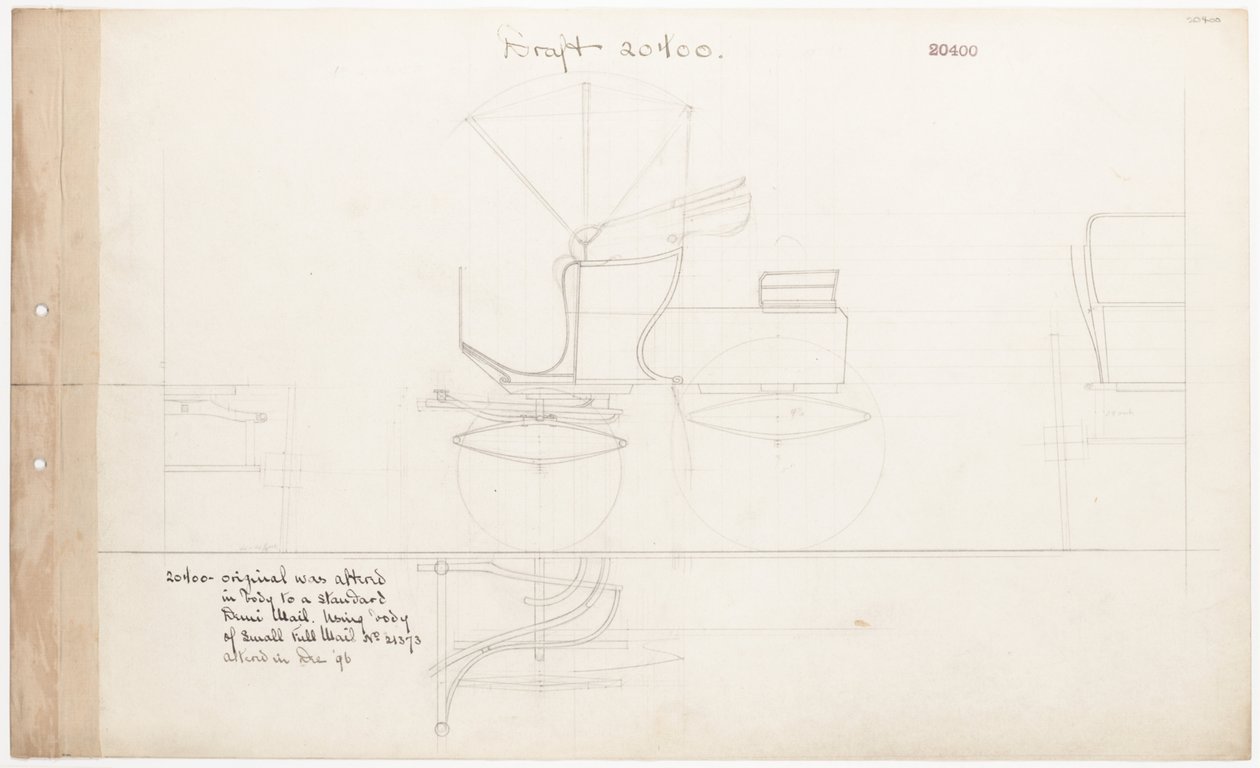 Disegno di lavoro per Demi-Mail Phaeton, n. 20400 da Brewster and Co.