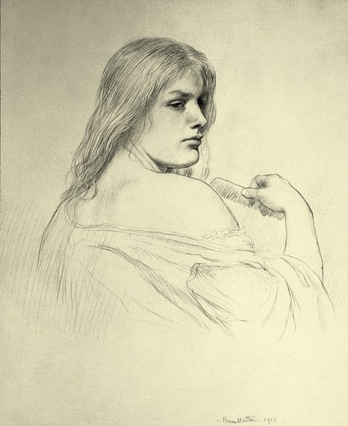 Giovane donna che si pettina - Studio di Beatrice Stewart da Brian Hatton