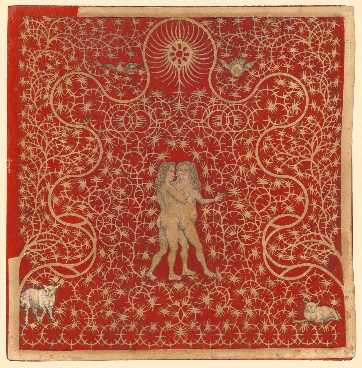 Adamo ed Eva nel Giardino con Due Pecore e Due Colombe da British 18th Century