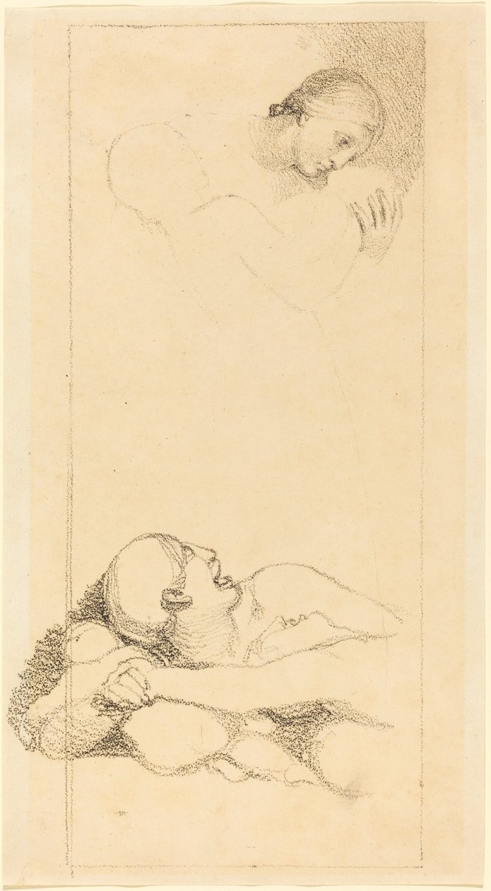 Uomo spaventato che guarda in alto; donna e bambini da British 18th Century after John Flaxman