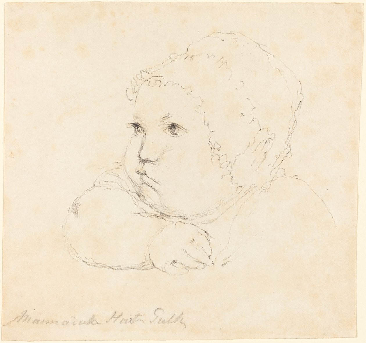 Testa di bambino con berretto da British 18th Century after John Flaxman