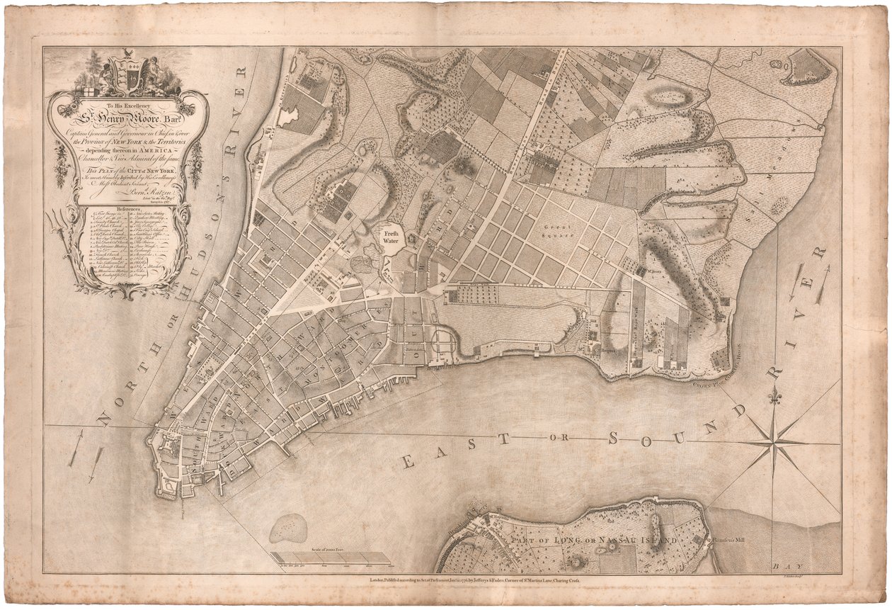 Piano della città di New York di Ratzer da British School