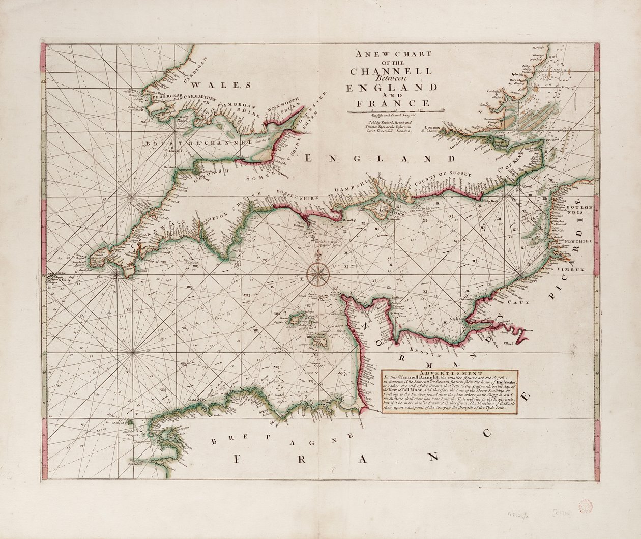 Carta del Canale tra Inghilterra e Francia da British School