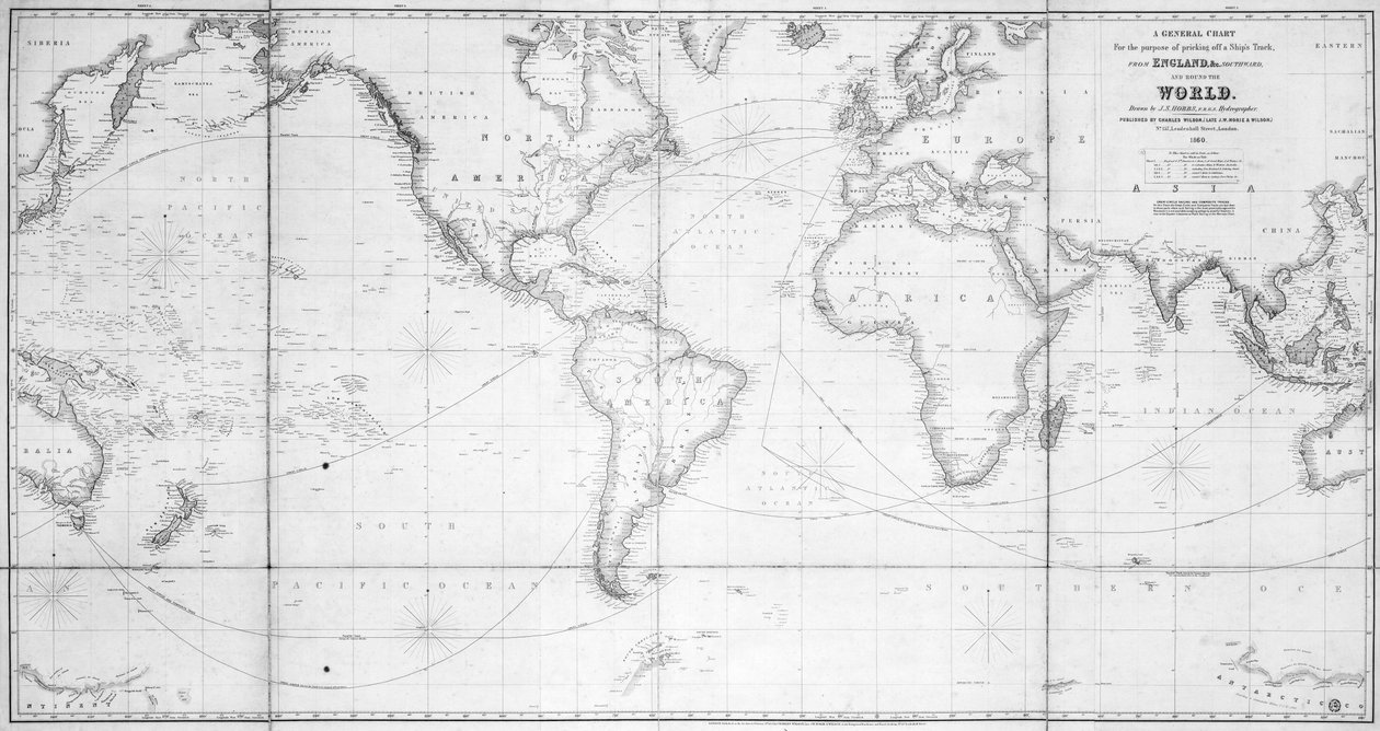 Carta generale per tracciare la rotta di una nave da British School