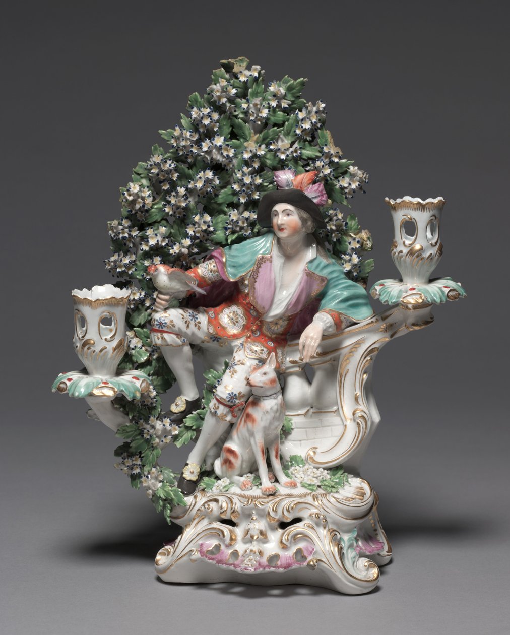 Candelabro con pastore e cane, Derby Porcelain Factory (Chelsea-Derby Period), c.1775 da British School