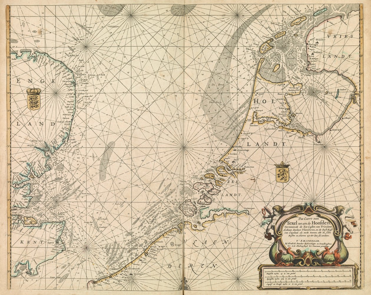 Carta del Mare del Nord e della costa olandese da British School