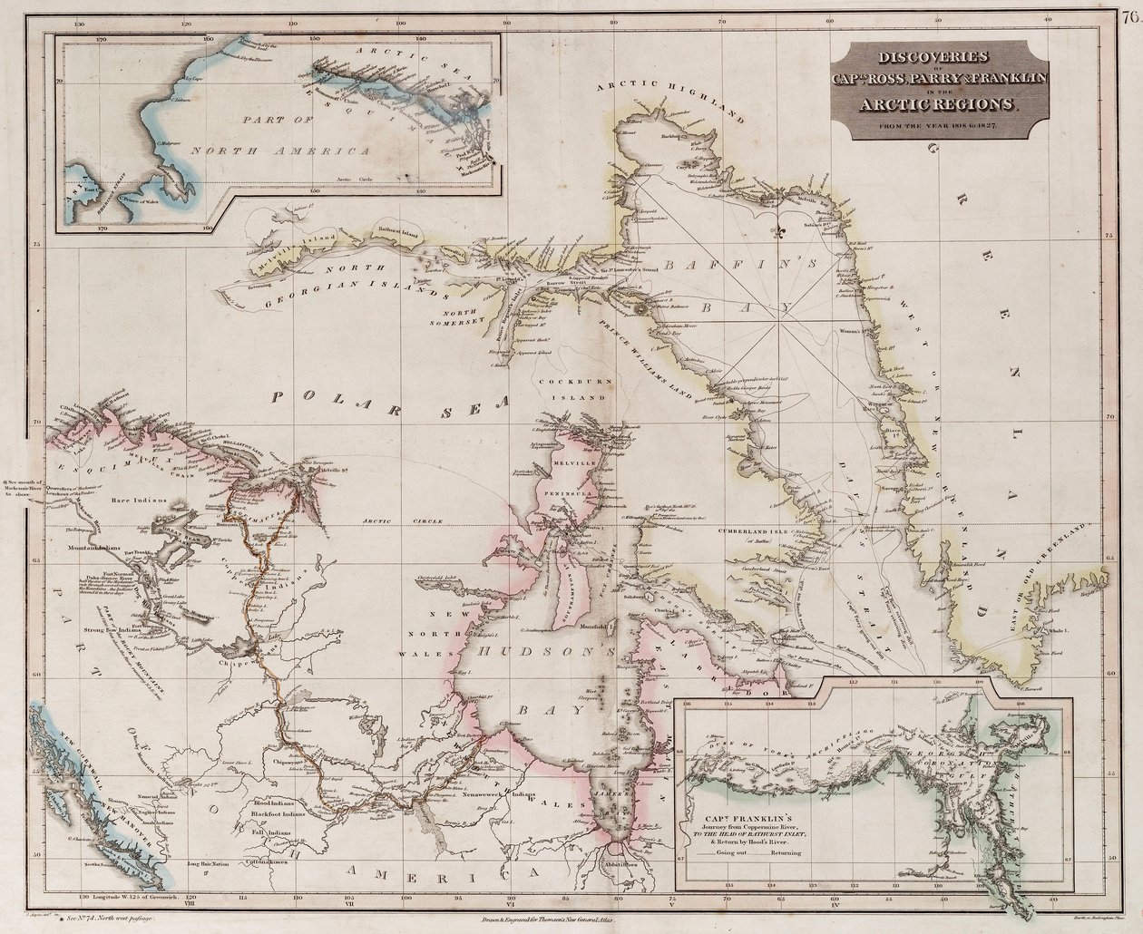 Carta che mostra le scoperte di Ross, Parry e Franklin nell