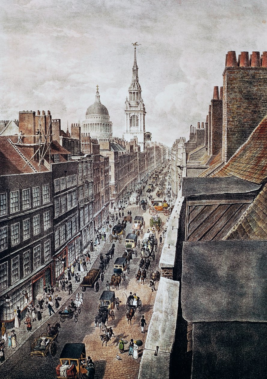 Via Cheapside a Londra, incisione, Inghilterra, Regno Unito da British School