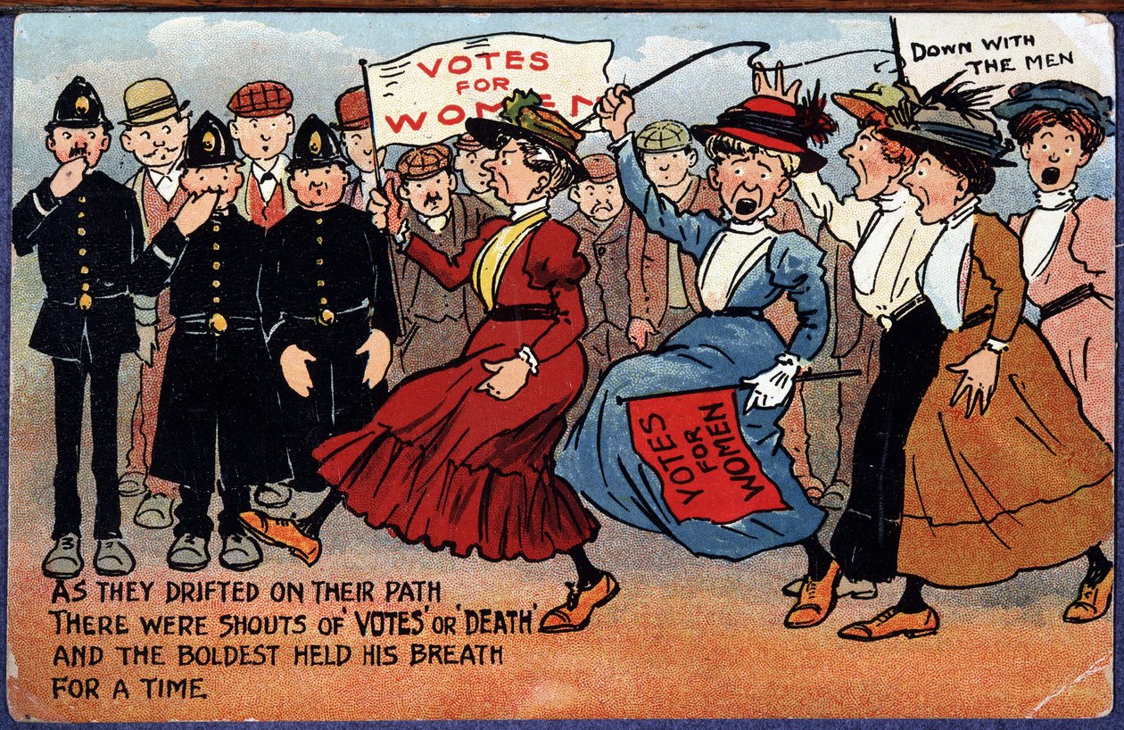 Manifestazione delle suffragette inglesi - cartolina animata da British School