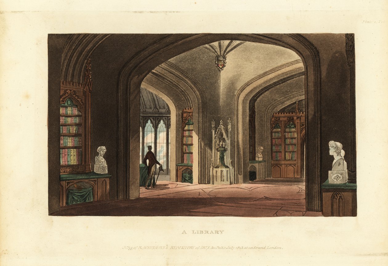 Progetto per una biblioteca in stile gotico, Era Regency da British School