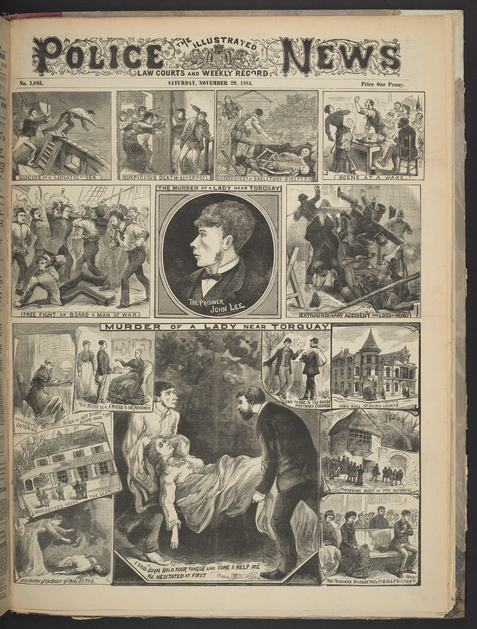 Copertina del Illustrated Police News, 29 Novembre 1884 da British School