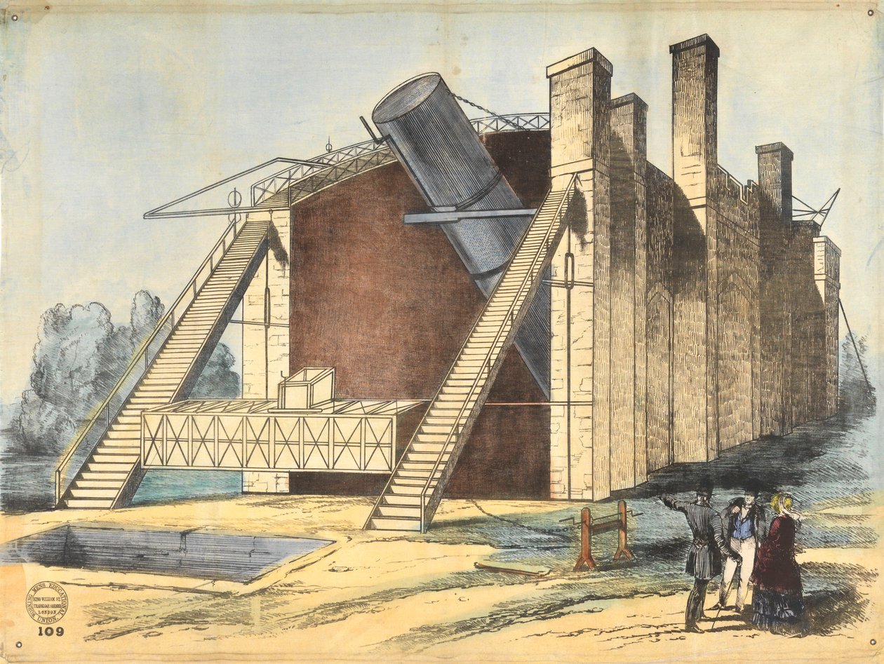 Il grande telescopio riflettore di Lord Rosse, a Parsonstown, Irlanda da British School
