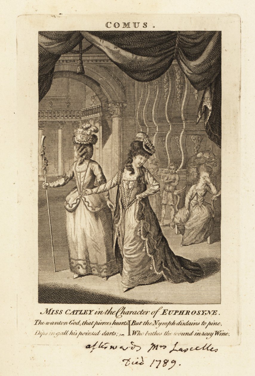 Miss Ann Catley nel ruolo di Eufrosine nel Comus di John Milton da British School