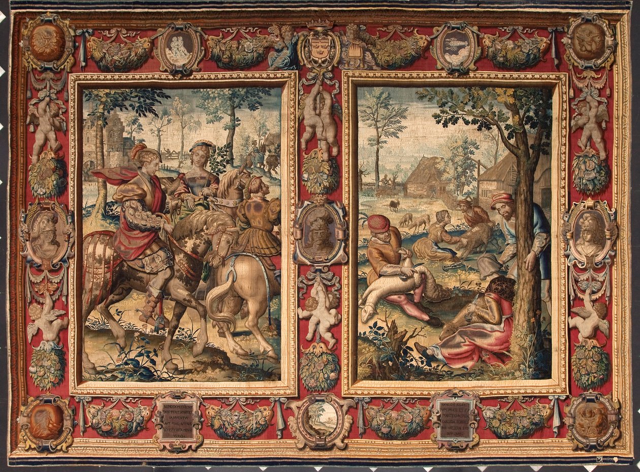 Mesi di maggio e giugno: caccia e tosatura delle pecore. Arazzo delle manifatture di Mortlake. XVII secolo Genova, Musei di Strada Nuova da British School