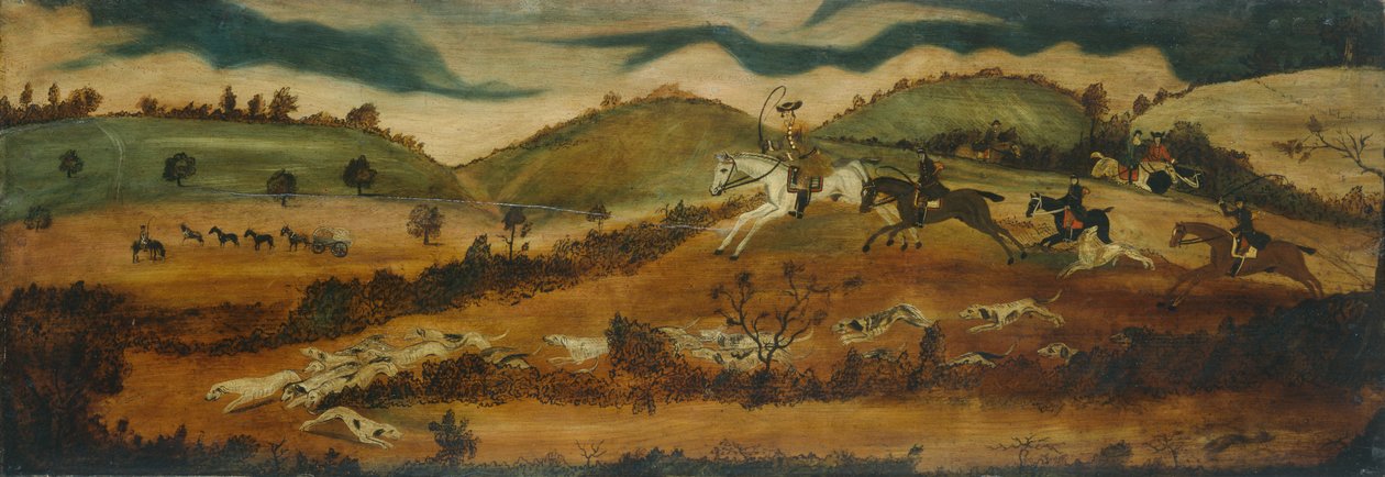 La caccia a Tredegar (olio su tavola) da British School