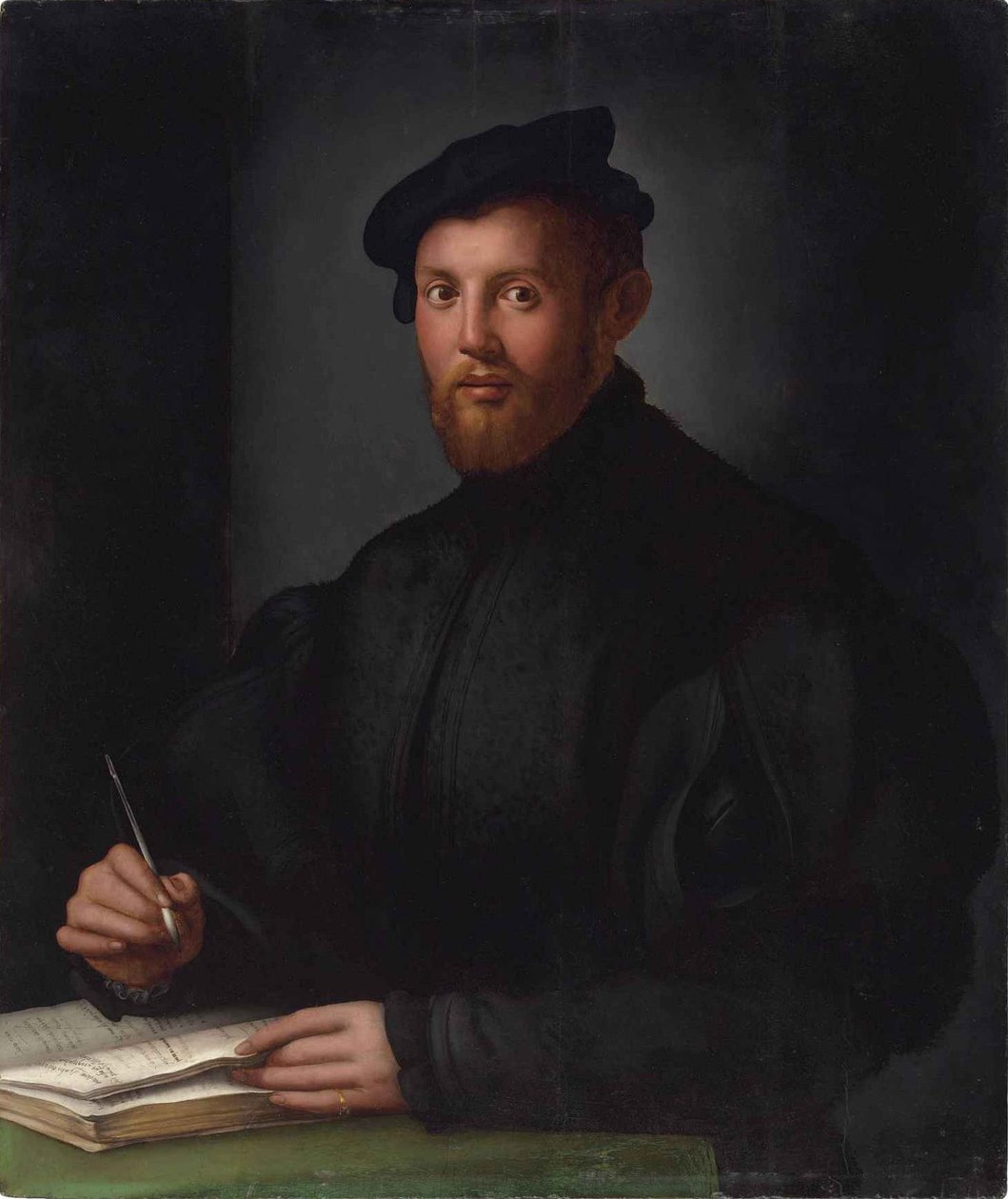 Ritratto di un giovane uomo in nero con un libro da Bronzino