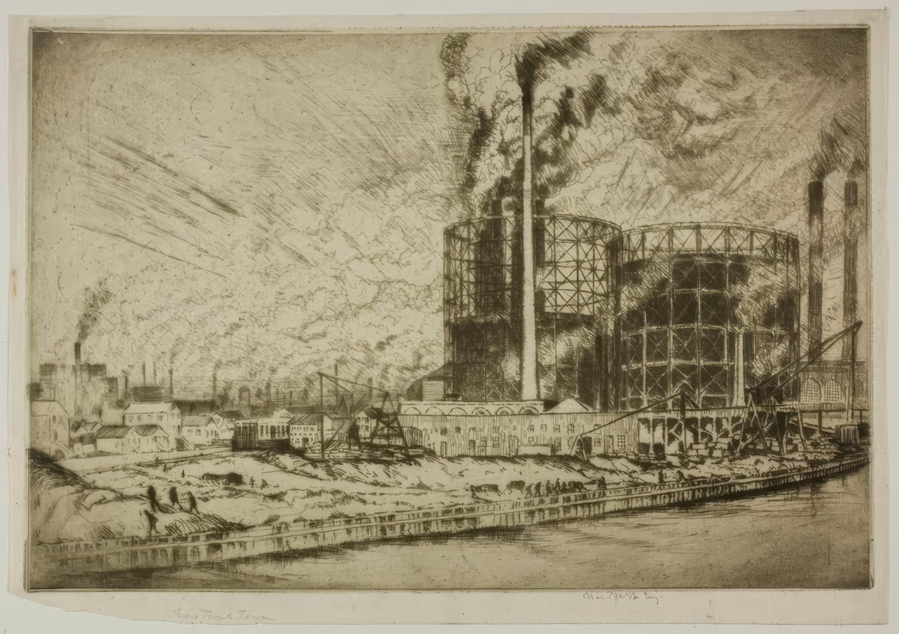 Chicago - Gas Tank Town, 29th St. e River da Bror Julius Olsson Nordfeldt