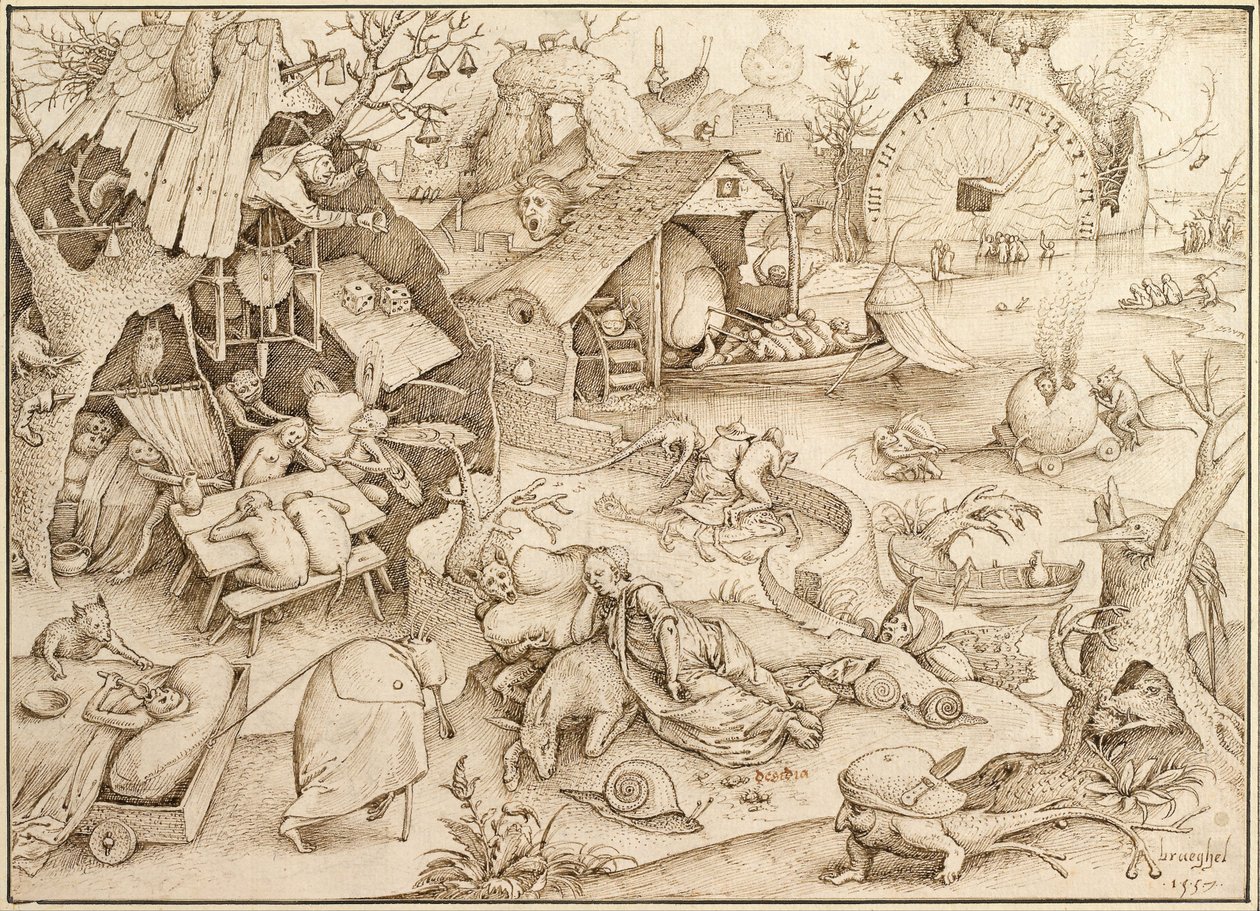 Acedia Pigrizia Dalla serie Sette Peccati Capitali, 1557 da Bruegel