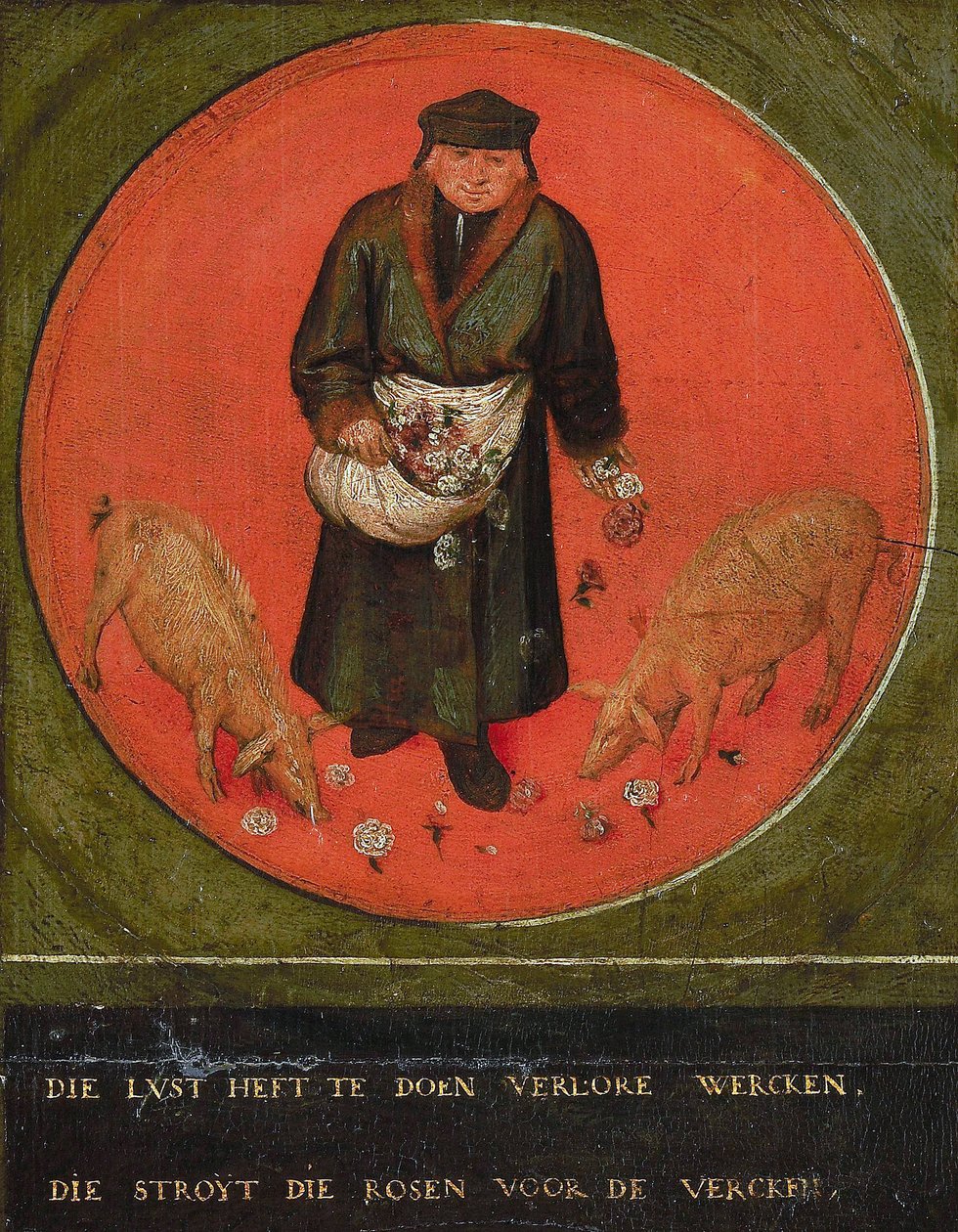 Chi spreca i suoi sforzi getta rose ai porci da Bruegel