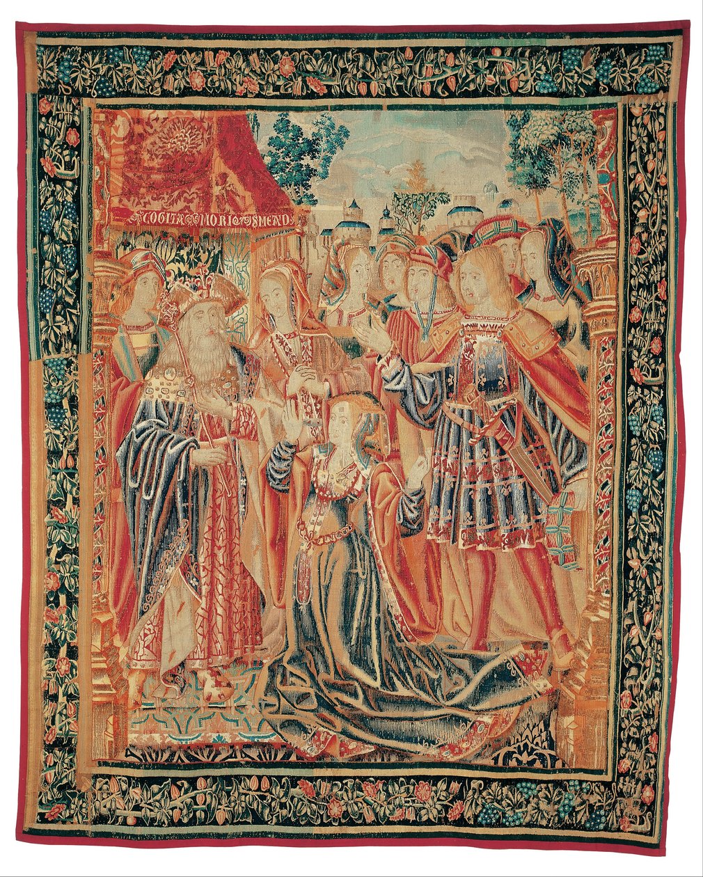 La storia di Troia. Cassandra intercede davanti a Priamo per ottenere il perdono per Paride da Brussels Manufactory