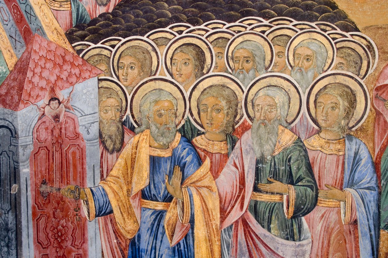 Bulgaria, Monastero di Rila, affresco nella chiesa della Natività della Vergine da Bulgarian School