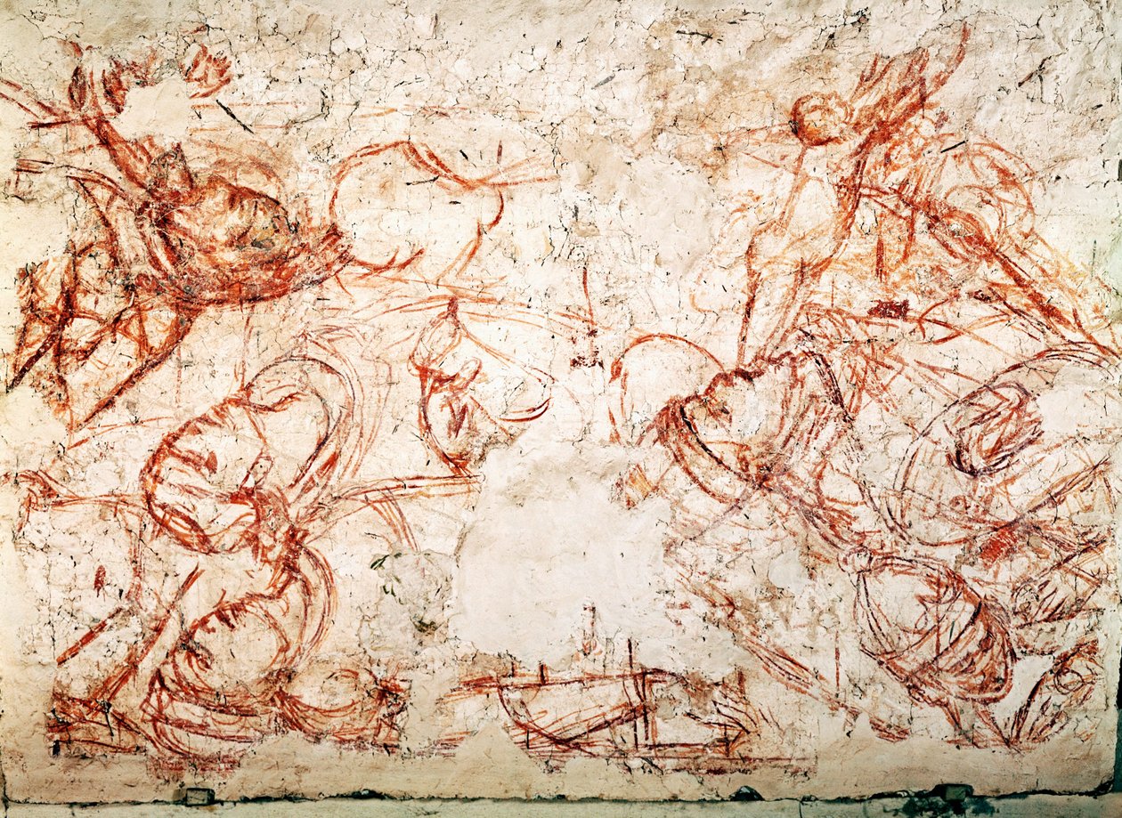 Sinopia di un cumulo di cadaveri, Trionfo della Morte, affresco ... (affresco) da Buonamico Buffalmacco
